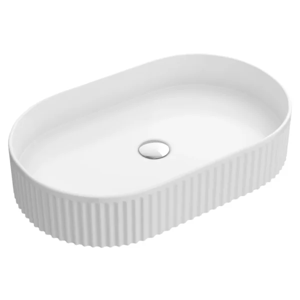 Arezzo Fluted Oval Countertop Basin – 575 x 360mm - Fizzy Bath