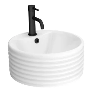Arezzo Groove Round Countertop Basin - 428mm Diameter, 1 Tap Hole