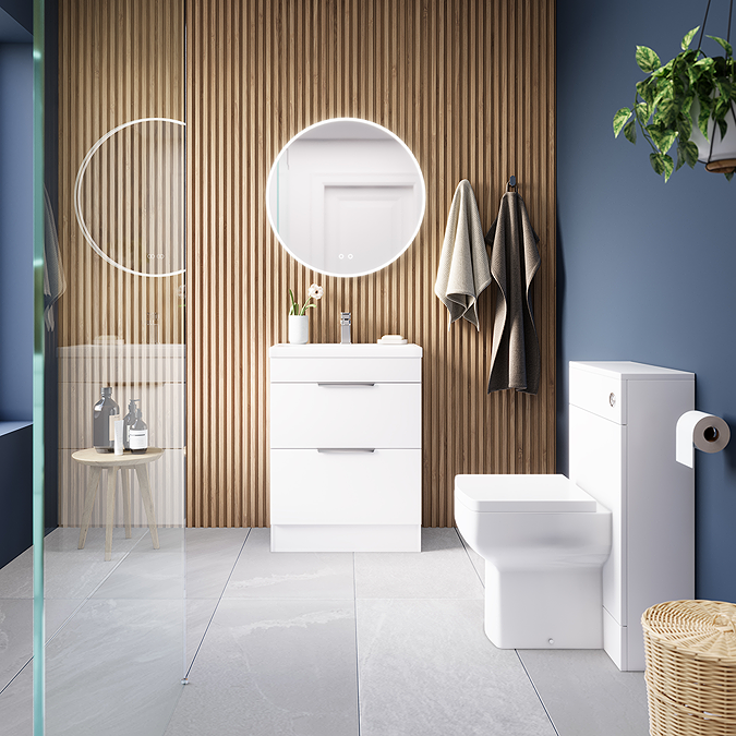 AquaSure Toreno 500mm PVC BTW Toilet Unit Gloss White with Pan and Cistern - 100% Waterproof - Image 7