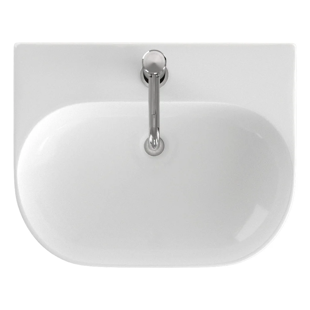 Britton Bathrooms Trim 500mm 1TH Basin with Full Pedestal - Image 2