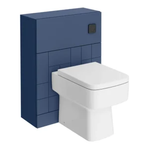 Venice Abstract Blue Complete Toilet Unit w. Pan, Cistern + Matt Black Flush