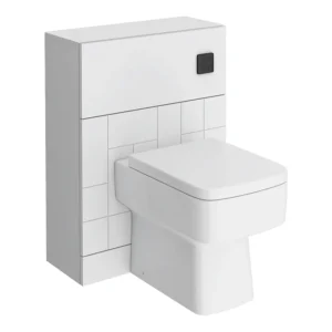 Venice Abstract White Complete Toilet Unit with Pan, Cistern + Matt Black Flush