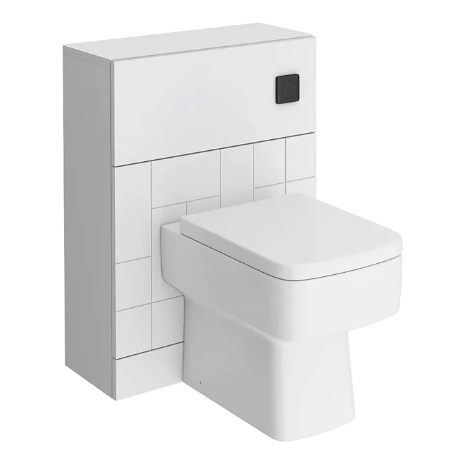 Venice Abstract White Complete Toilet Unit with Pan, Cistern + Matt Black Flush