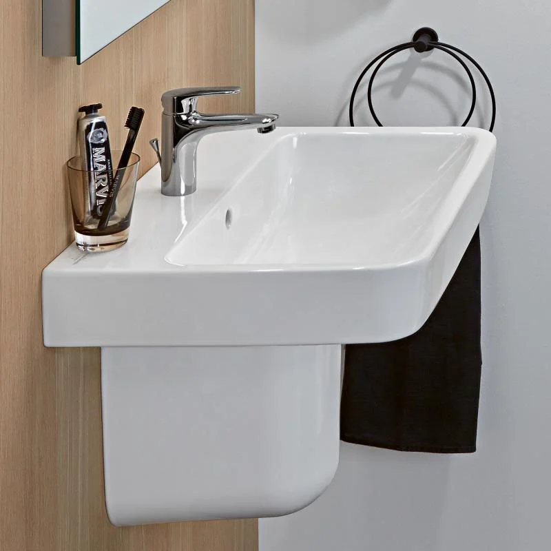 Villeroy and Boch O.novo Square 1TH Washbasin + Semi Pedestal - Image 3