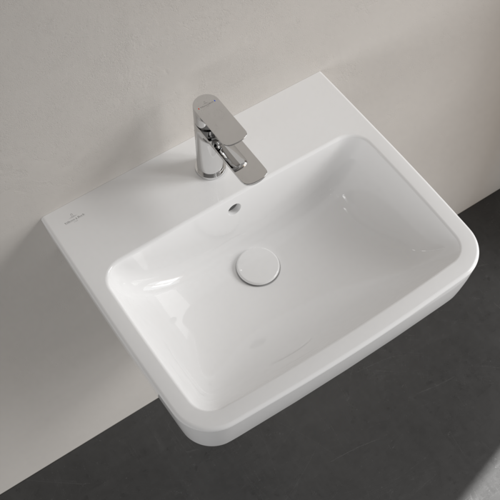 Villeroy and Boch O.novo Square 1TH Washbasin + Semi Pedestal - Image 6