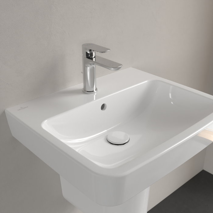 Villeroy and Boch O.novo Square 1TH Washbasin + Semi Pedestal - Image 5
