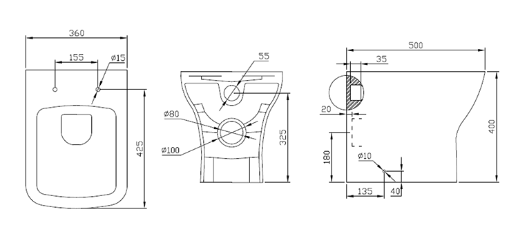 Brooklyn 500mm Grey Mist 2-In-1 Combined Wash Basin & Toilet - Image 2