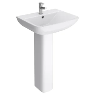 Venice Modern Short Projection Basin & Pedestal (550mm Wide - 1 Tap Hole)