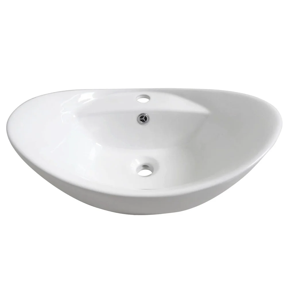 Faro Oval Counter Top Basin with Mono Basin Mixer (590 x 395mm) - Image 4