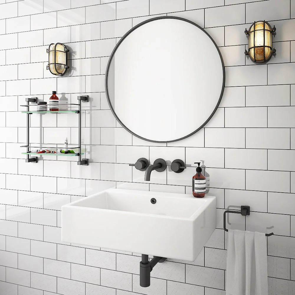 Kyoto Large Rectangular 600 x 460mm 0TH Wall Hung Basin - Image 4