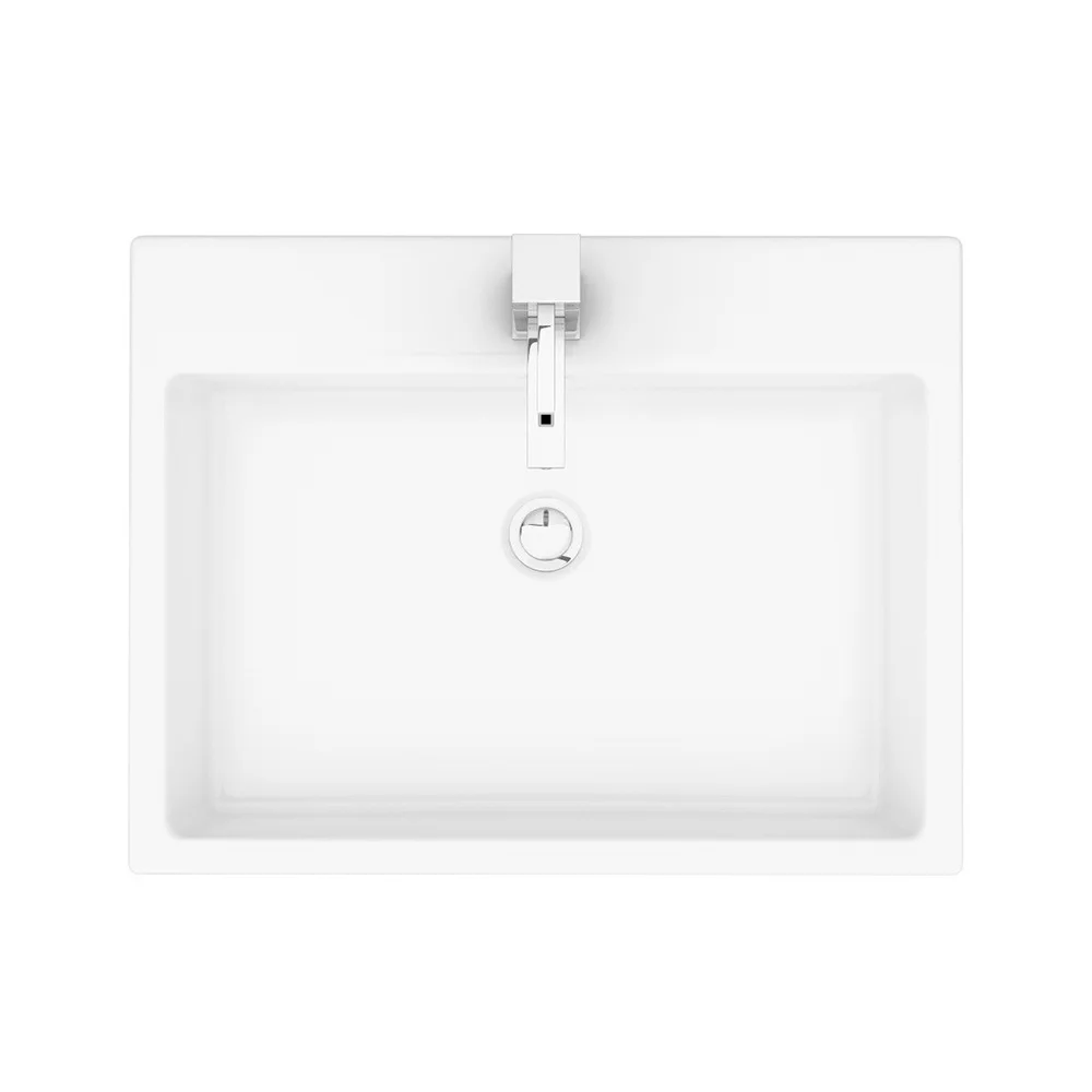 Kyoto Large Rectangular 600 x 460mm 1TH Wall Hung Basin - Image 3