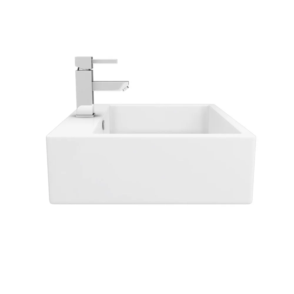 Kyoto Large Rectangular 600 x 460mm 1TH Wall Hung Basin - Image 4