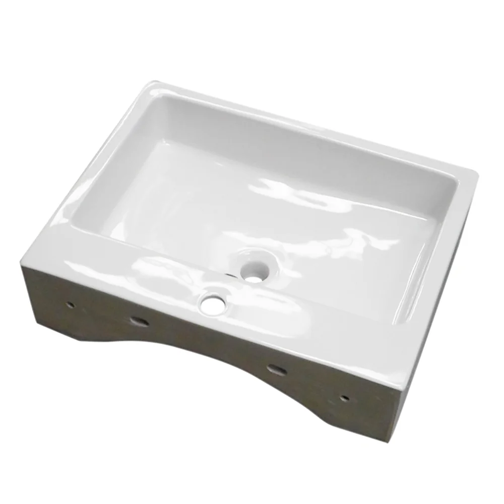Kyoto Large Rectangular 600 x 460mm 1TH Wall Hung Basin - Image 5