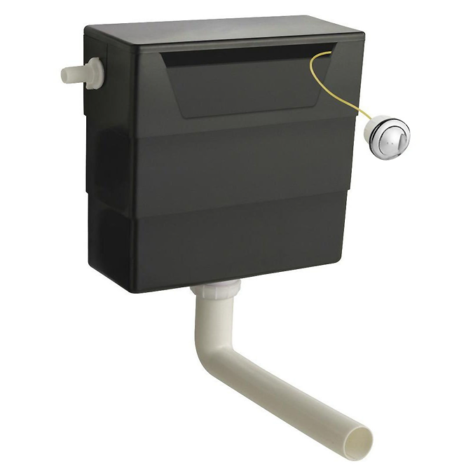 Venice Moderno 500mm Matt White Complete Toilet Unit with Pan, Cistern + Matt Black Flush - Image 2