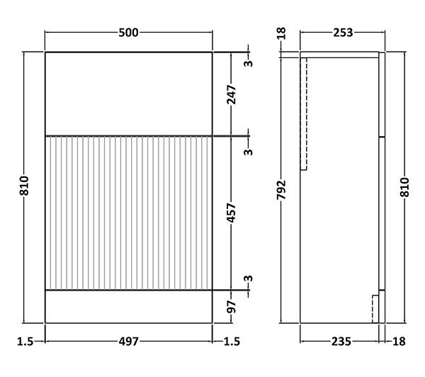 Venice Fluted 500mm Anthracite WC Unit - Image 2