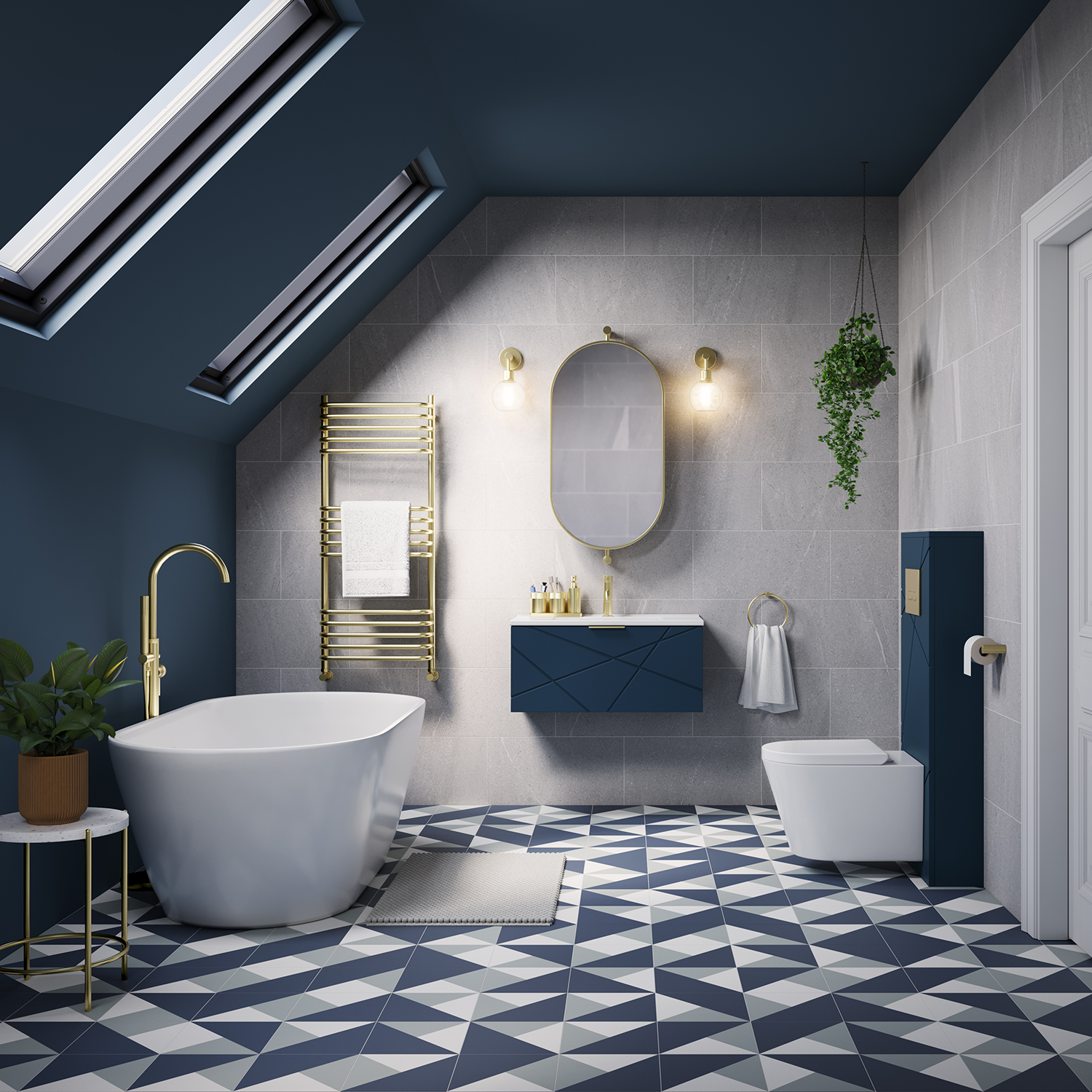 Voyage Tall WC Unit Only - Indigo Blue - Image 2