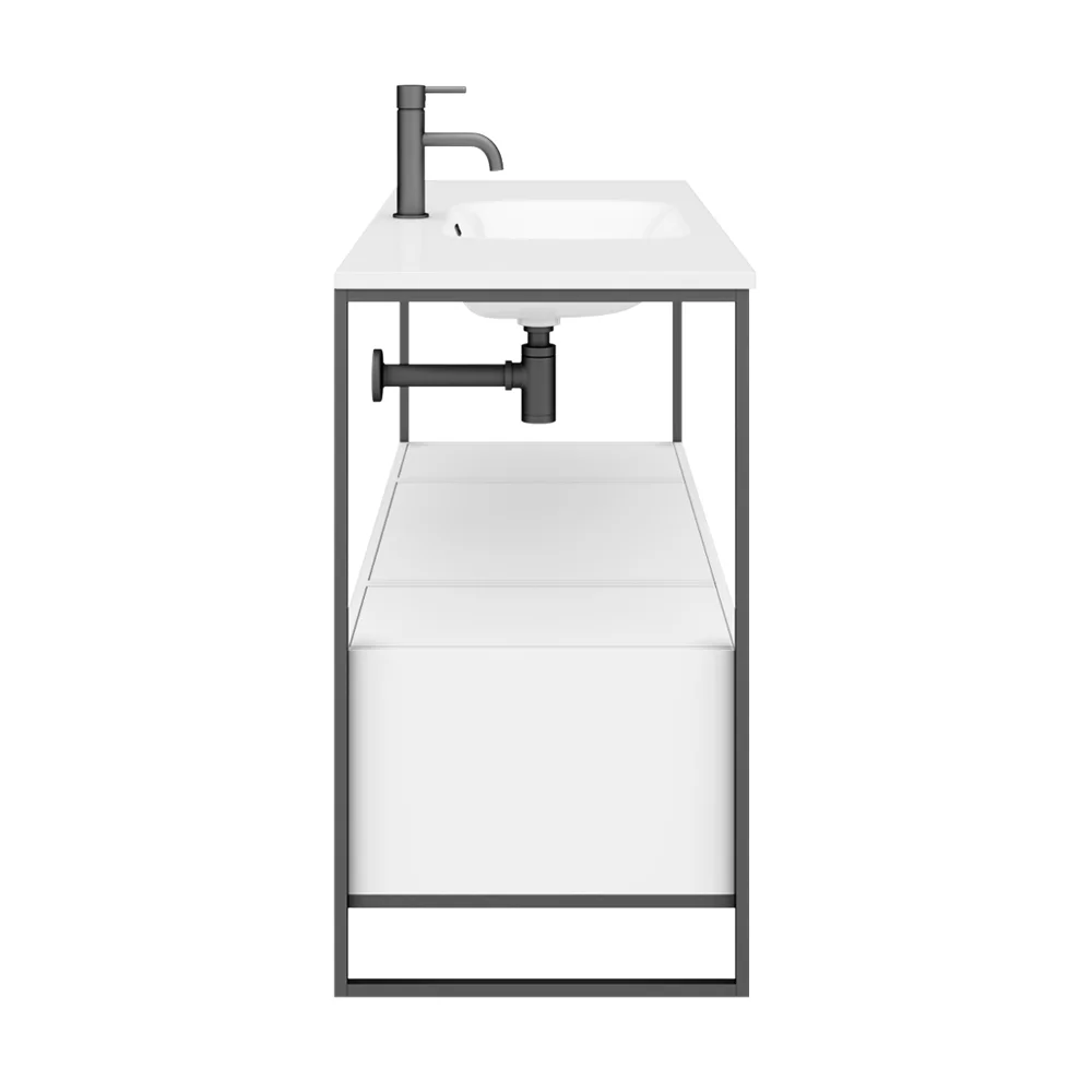 Venice 1200 Black Frame Basin Washstand incl. Solid Stone Basin - Image 4