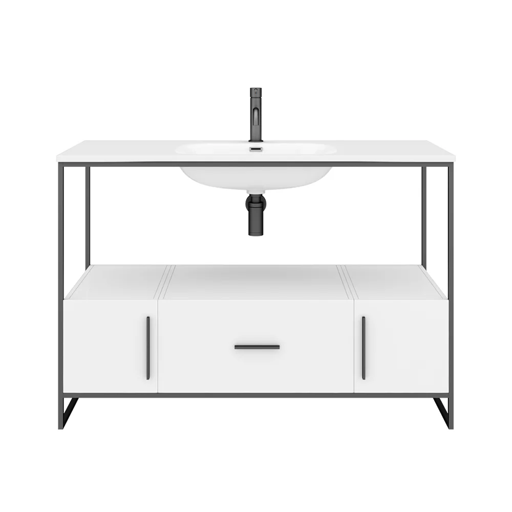 Venice 1200 Black Frame Basin Washstand incl. Solid Stone Basin - Image 3