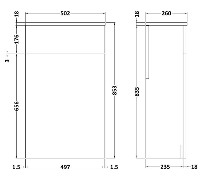 Arezzo 500mm Rustic Oak WC Unit Only - Image 3