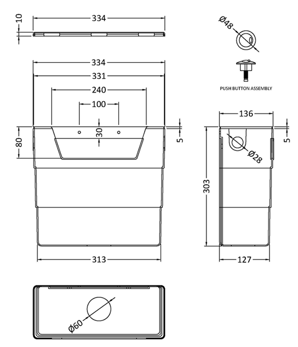 Venice Abstract White Complete Toilet Unit with Pan, Cistern + Matt Black Flush - Image 8