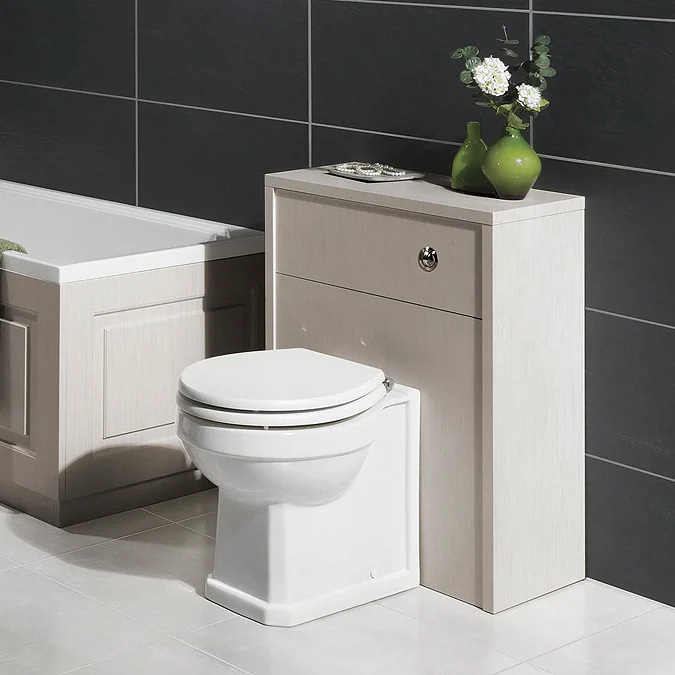 York Traditional Grey BTW WC Unit with Pan + Top-Fixing Seat - Image 3