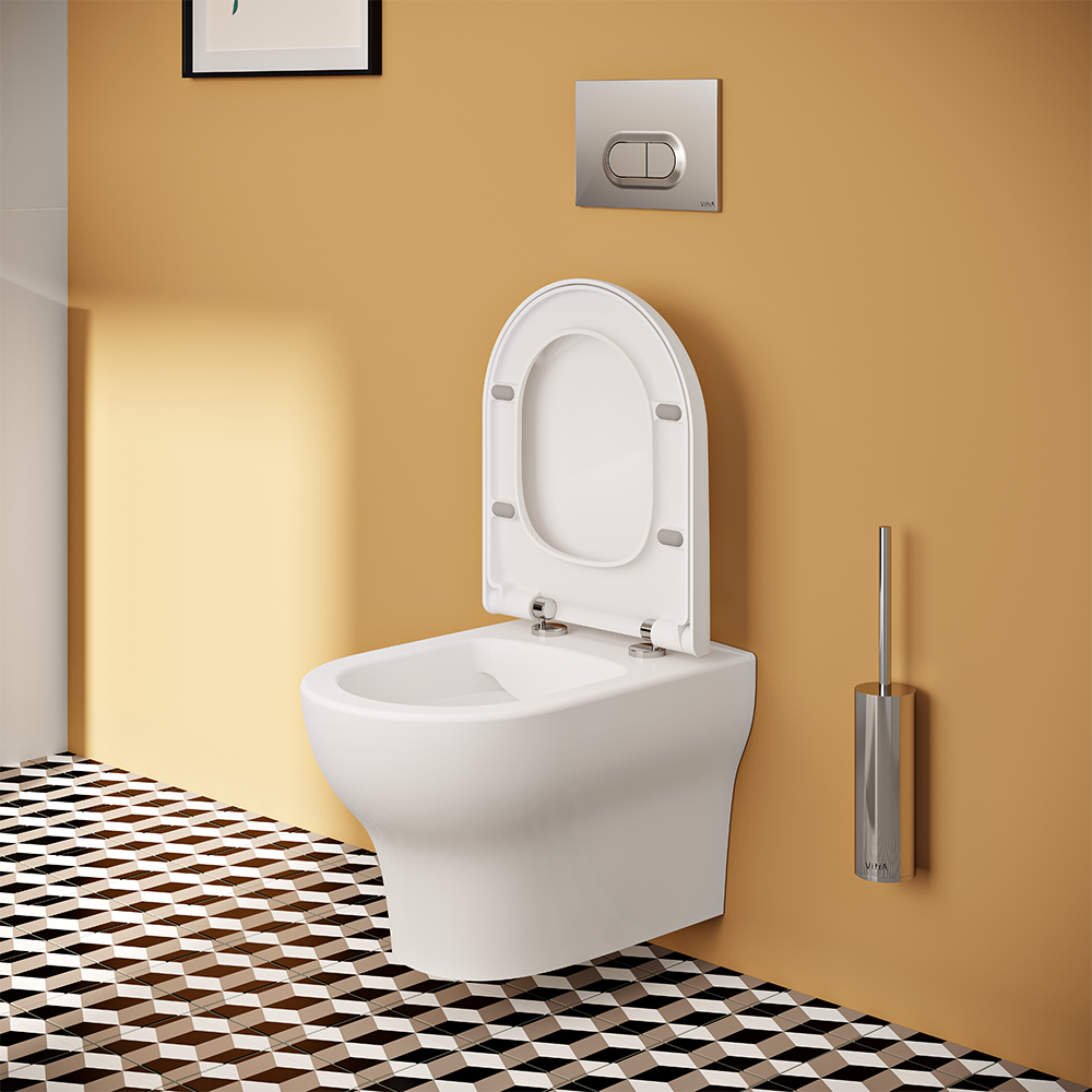 VitrA Zentrum Smooth Flush Rimless Wall Hung Toilet + Seat (Hidden Fixation) - Image 3