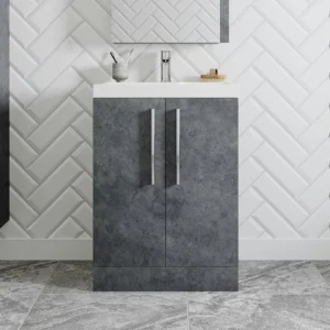 Orchard Kemp Riven Grey Floor Standing Vanity Unit and Basin 600mm