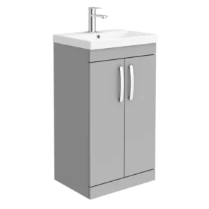 Brooklyn 500 Grey Mist Floor Standing Vanity Unit with Thin-Edge Basin