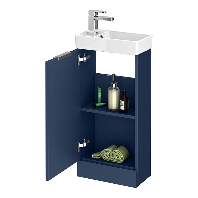 Roxbury Deco Fluted 400mm Blue Floor Standing Cloakroom Vanity Unit - Image 3