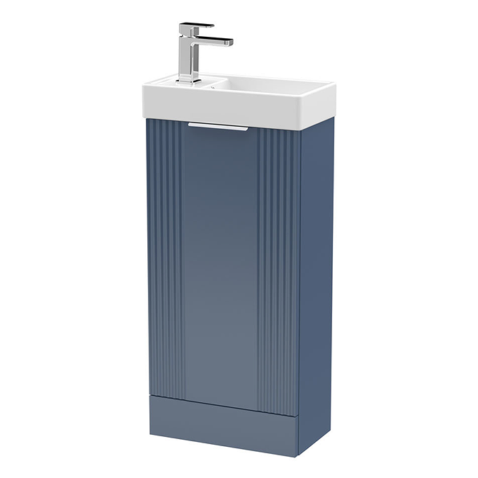 Roxbury Deco Fluted 400mm Blue Floor Standing Cloakroom Vanity Unit - Image 4