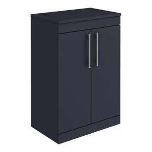 Arezzo Floor Standing Countertop Vanity Unit - Matt Blue - 600mm with Industrial Style Chrome Handles