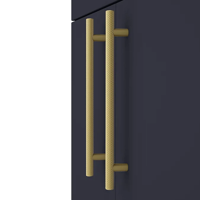 Arezzo Floor Standing Countertop Vanity Unit - Matt Blue - 600mm with Industrial Style Brushed Brass Handles - Image 2