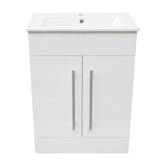 AquaSure Toreno PVC Vanity Unit - 600mm Modern Gloss White - 100% Waterproof - Image 4
