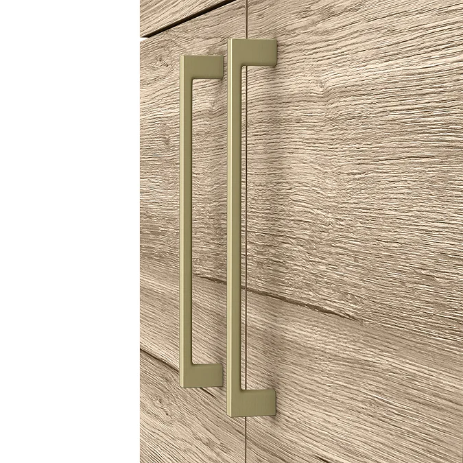 Arezzo Floor Standing Vanity Unit - Rustic Oak - 600mm with Brushed Brass Handles - Image 4