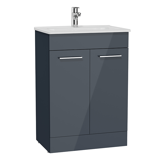 VitrA Evi Gloss Anthracite 600mm Floor Standing 2-Door Vanity Unit - Image 5