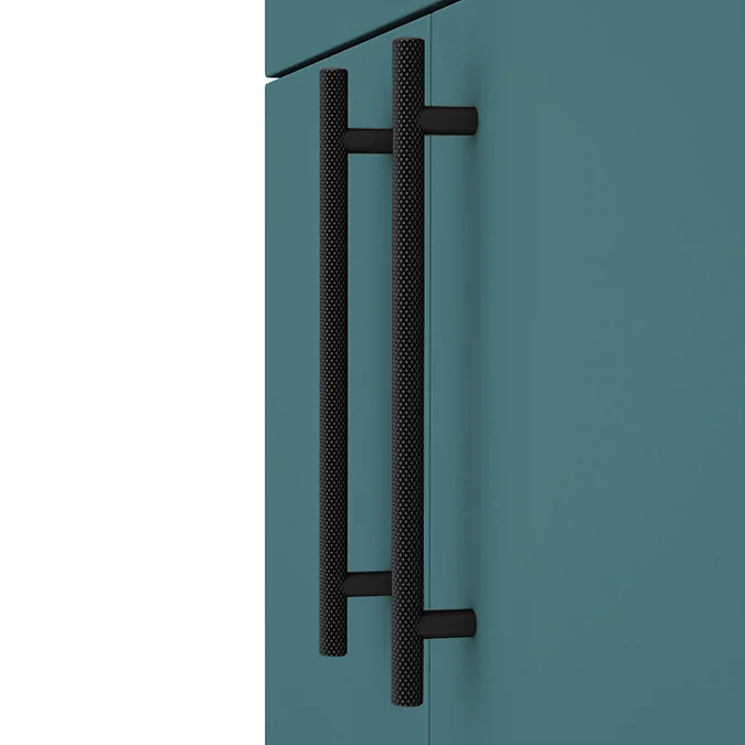 Arezzo Floor Standing Vanity Unit - Matt Teal Green - 600mm with Industrial Style Matt Black Handles - Image 3
