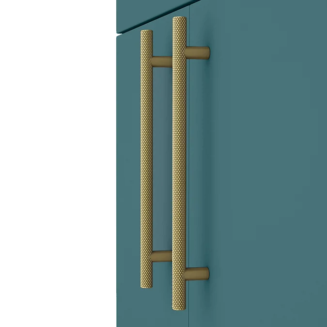 Arezzo Floor Standing Vanity Unit - Matt Teal Green - 600mm with Industrial Style Brushed Brass Handles - Image 3
