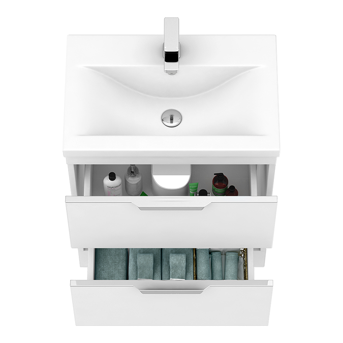 AquaSure Tribeca Waterproof PVC Vanity Unit Gloss White - 600mm with Chrome Handles - Image 4