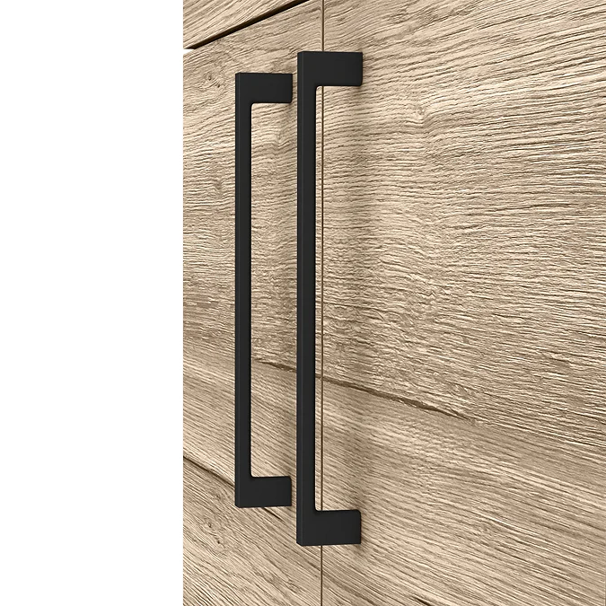 Arezzo Floor Standing Vanity Unit - Rustic Oak - 600mm with Matt Black Handles - Image 3