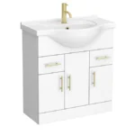 Cove White 750mm Vanity Unit with Brushed Brass Handles