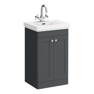 Roxbury Traditional 500mm Satin Anthracite Vanity Unit - Floor Standing 2 Door Unit with Chrome Handles 1 Tap Hole