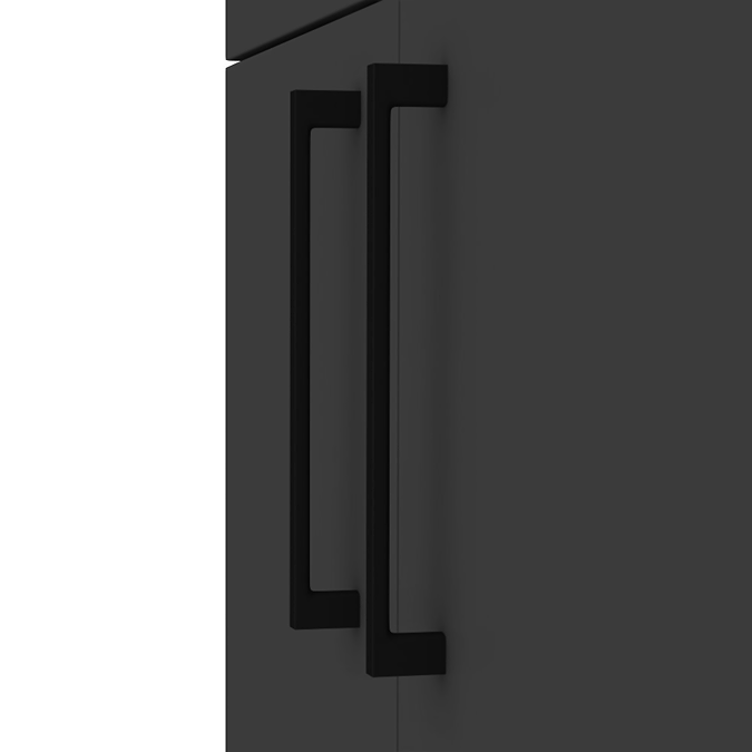 Arezzo 600 Matt Black Floor Standing Vanity Unit with White Slimline Basin + Matt Black Handles - Image 2