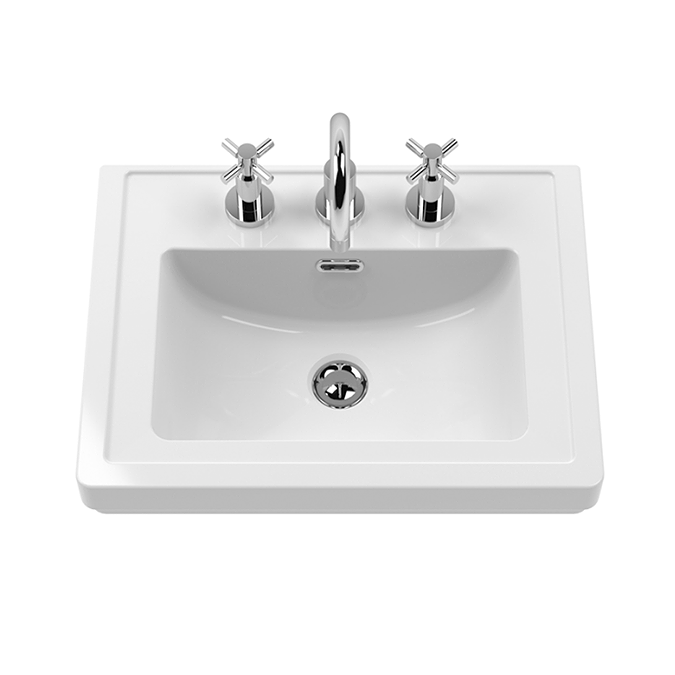 Roxbury Traditional 500mm Satin Grey Vanity Unit - Floor Standing 2 Door Unit with Chrome Handles 1 Tap Hole - Image 3