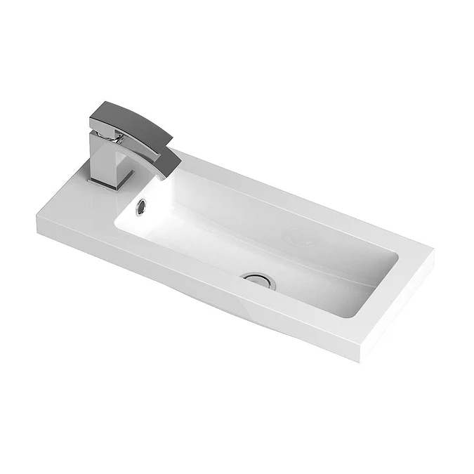 Apollo2 605mm Gloss Grey Compact Floor Standing Vanity Unit w. Matt Black Handles - Image 2
