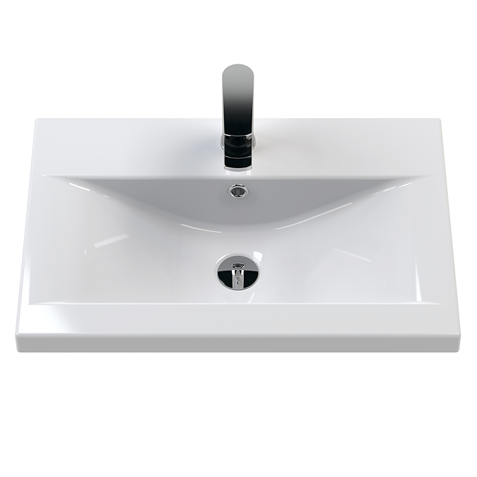 AquaSure Tribeca Waterproof PVC Vanity Unit Gloss White - 600mm with Brushed Brass Handles - Image 4