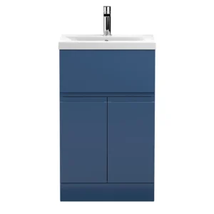 Hudson Reed Urban Satin Blue 500mm Floor Standing 2-Door/Drawer Vanity Unit
