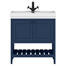 Trafalgar Freestanding Vanity Unit - 810mm Blue with Matt Black Handles - Image 3
