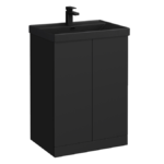 Atlas 600mm Matt Black 2-Door Vanity Unit with Matt Black Basin