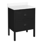 Alchemy 610mm Floor Standing Vanity Unit - Matt Black with White Granite Worktop & Matt Black Handles