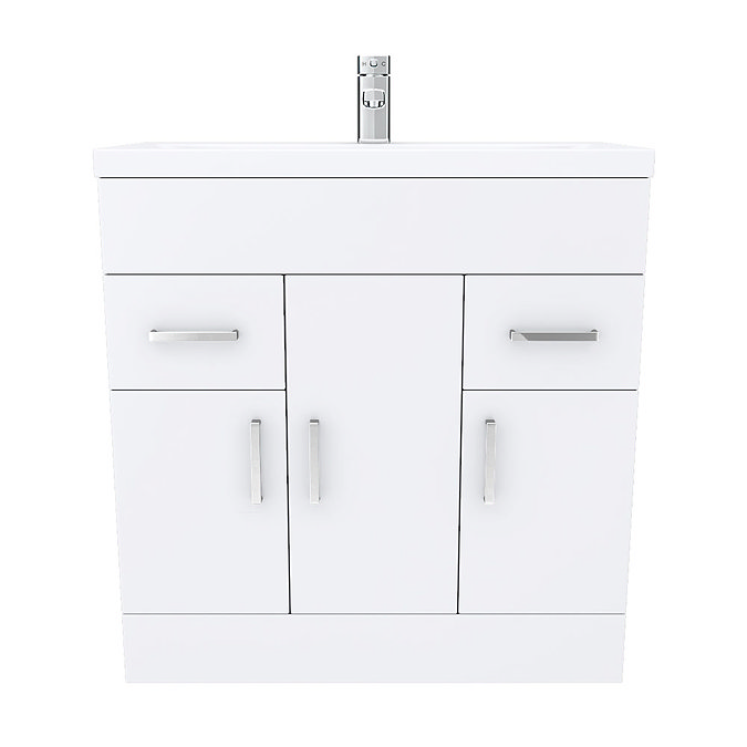 Toreno Basin Unit - 800mm Modern High Gloss White with Mid Edged Basin - Image 5
